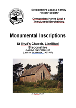 Front page of booklet - Monumnental Inscriptions for St Illtyd Church